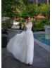 Double Straps Beaded Ivory Glitter Tulle Wedding Dress